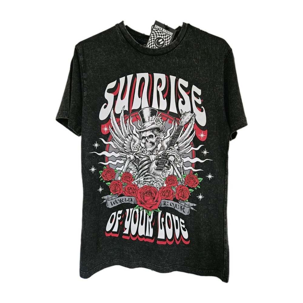 Skulls‎ Biker Super Massive T-Shirt Men's Small Black Red Short Sleeve Rock NWT